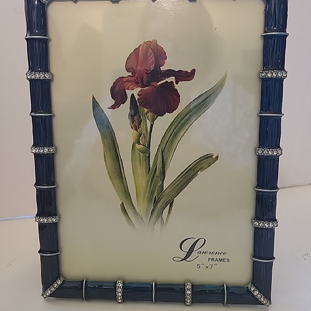 Lawrence 5x7" Blue Enamel and Silver Photo Frame NWT - Picture 2 of 5